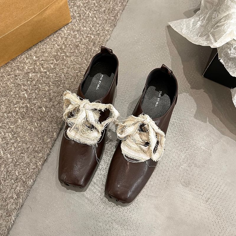 Block Plain Lace-Ups Heel