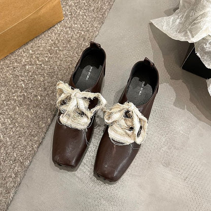 Block Plain Lace-Ups Heel