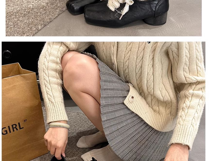 Block Plain Lace-Ups Heel