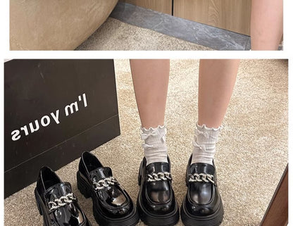 Plain Loafers Accent Chain Platform