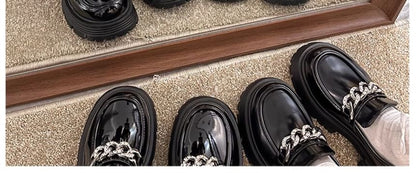 Plain Loafers Accent Chain Platform