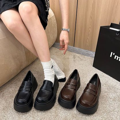 Plain Platform Penny Loafers