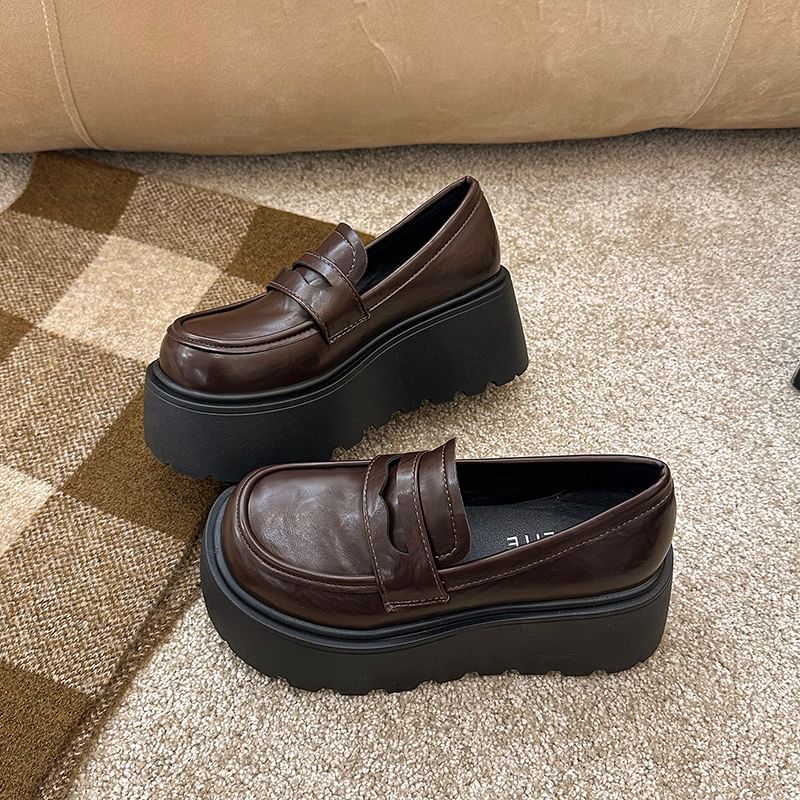 Plain Platform Penny Loafers
