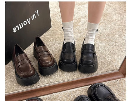 Plain Platform Penny Loafers