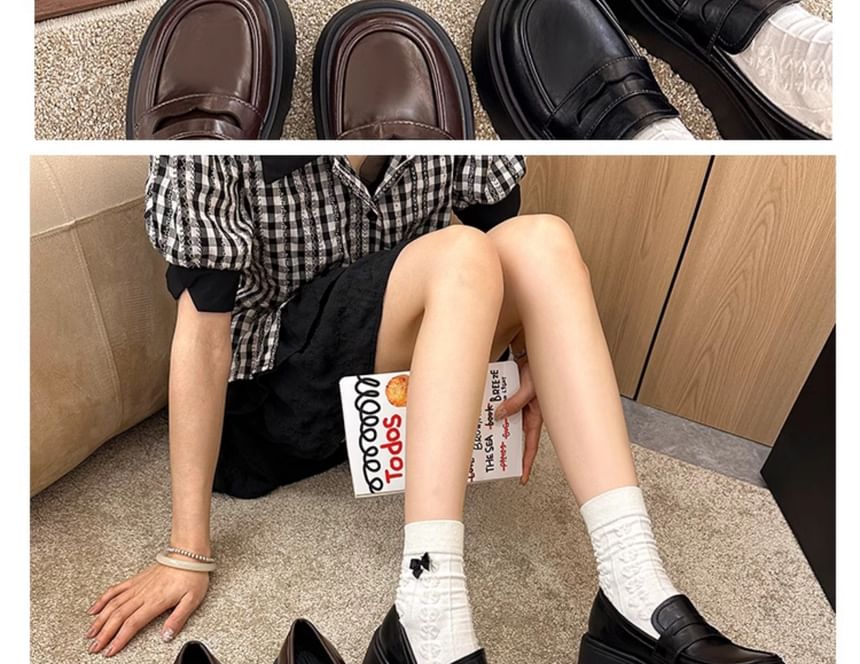 Plain Platform Penny Loafers