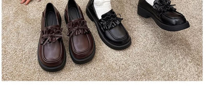 Plain Ruffle Loafers Platform Trim