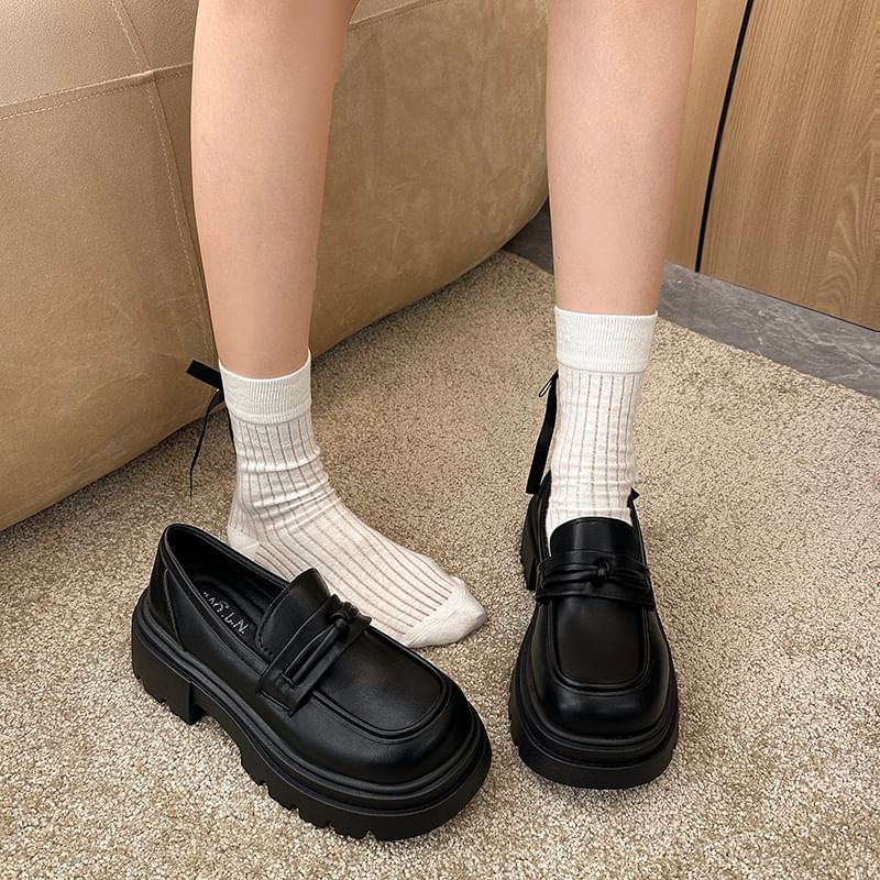 Detail Plain Knot Loafers Platform