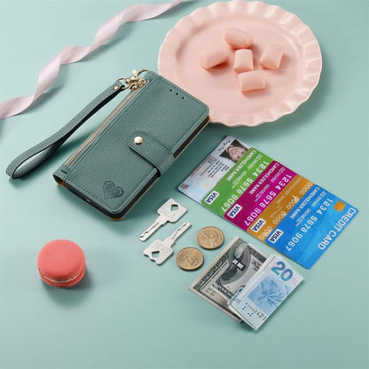 Heart Embroidered Folio Faux Leather Phone Case