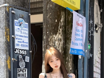 Top Sleeveless Asymmetrical Plain U-Neck