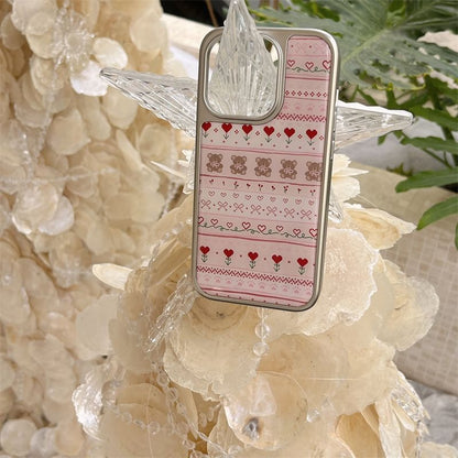 Bear Heart Print Phone Case