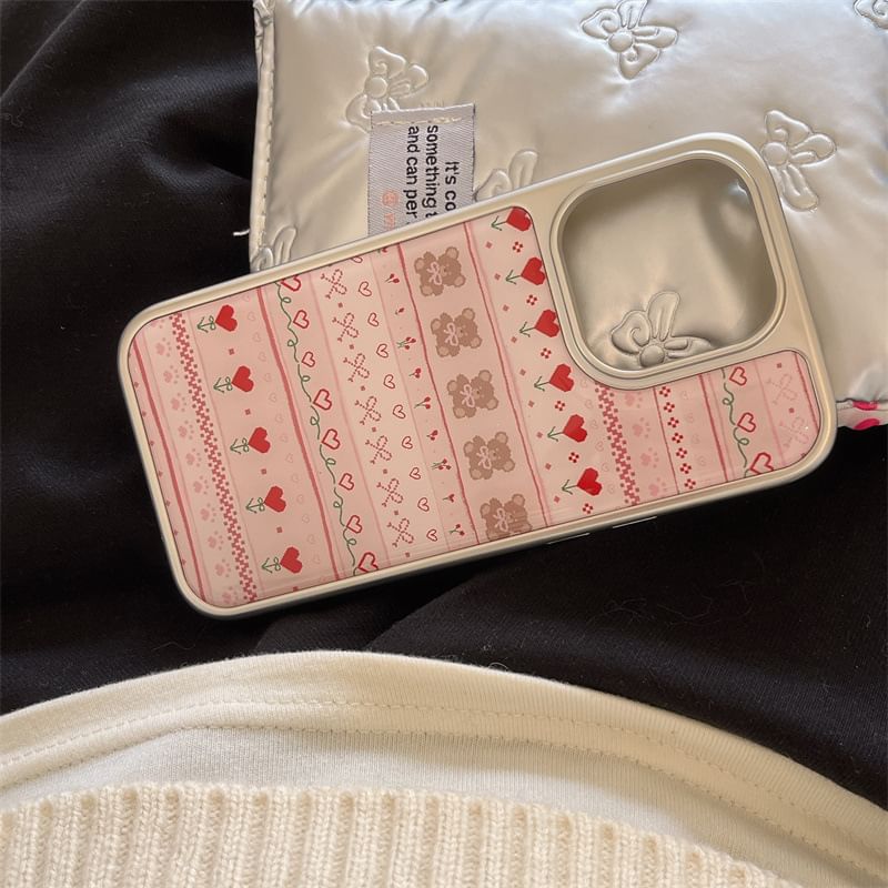 Bear Heart Print Phone Case