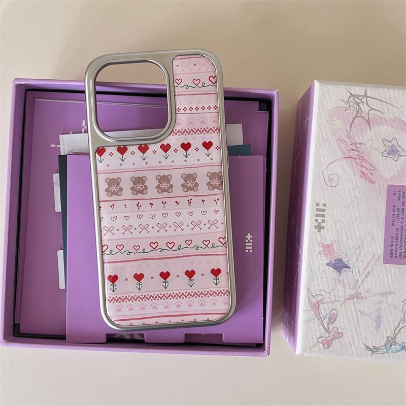 Bear Heart Print Phone Case