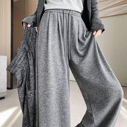 Leg Drawstring Wide Waist Melange Pants Designs) (Various