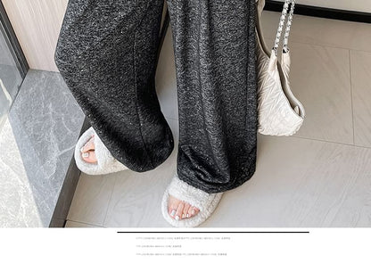 Leg Drawstring Wide Waist Melange Pants Designs) (Various