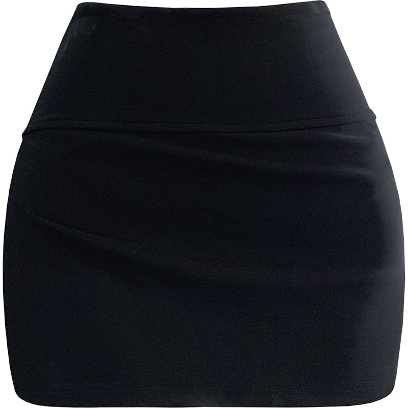 Waist Slit High Mini Skort Plain