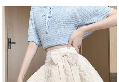 A-Line Ruffle High Waist Bow Mini Skirt Plain