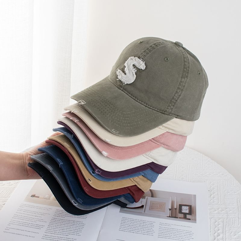Distressed Applique Baseball Cap Lettering