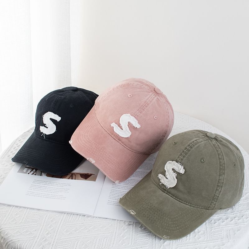 Distressed Applique Baseball Cap Lettering