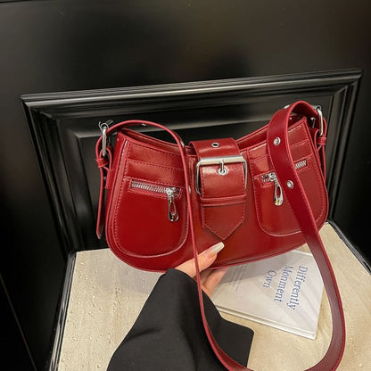 Bag Faux Buckled Shoulder Leather