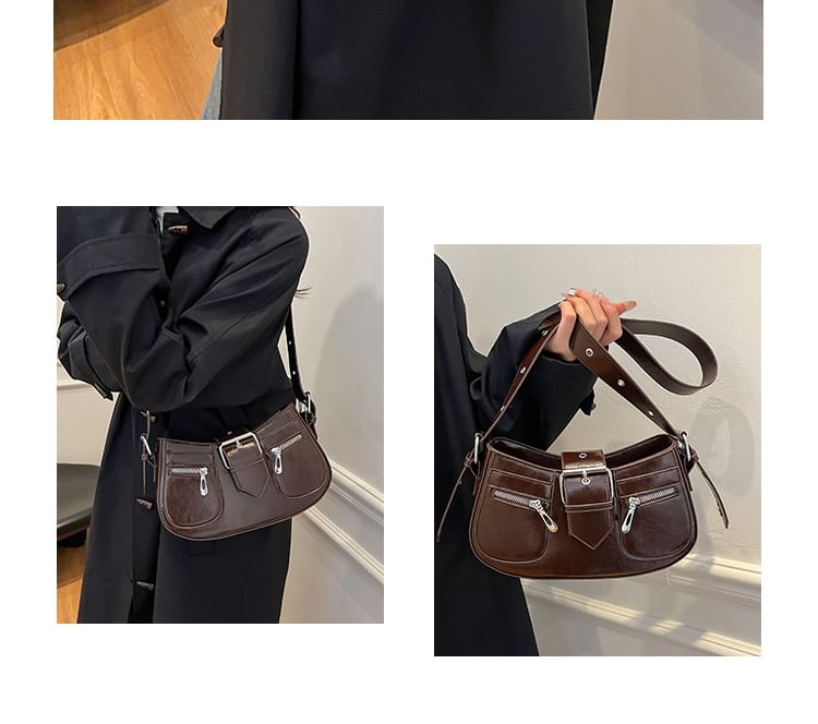 Bag Faux Buckled Shoulder Leather