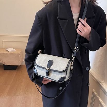 Contrast Faux Crossbody Leather Bag Piping