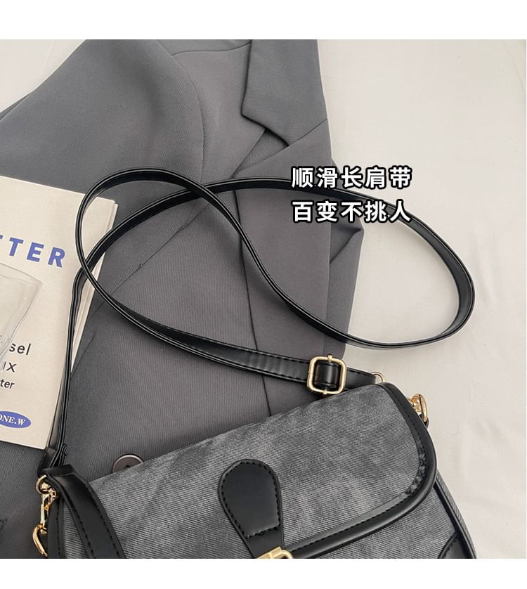 Contrast Faux Crossbody Leather Bag Piping