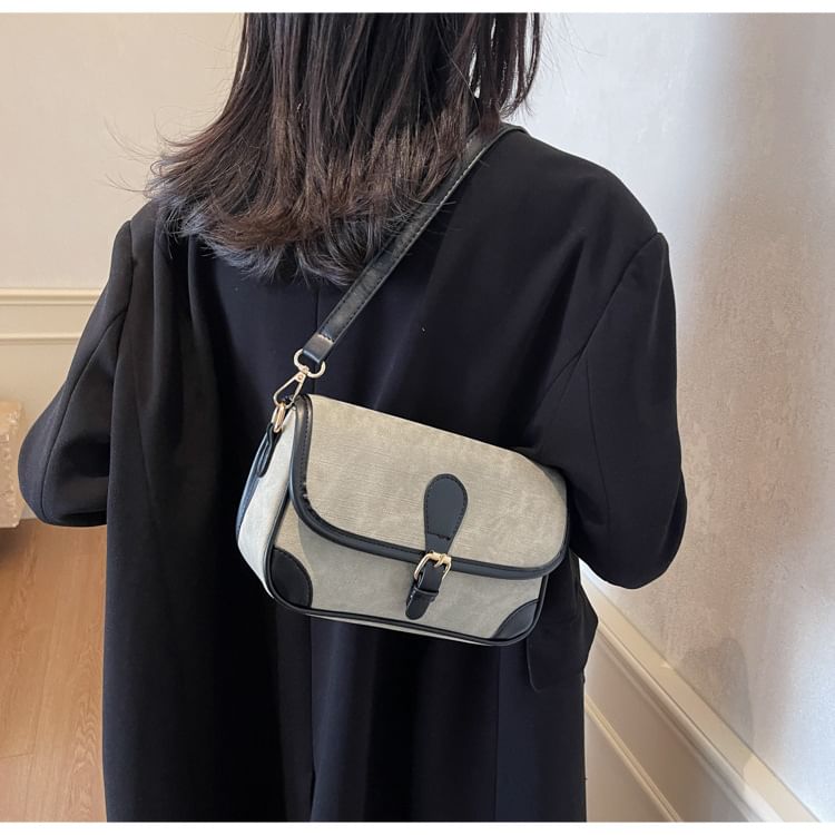 Contrast Faux Crossbody Leather Bag Piping