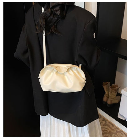 Crossbody Bag Faux Ruched Leather