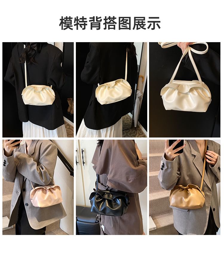 Crossbody Bag Faux Ruched Leather