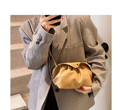 Crossbody Bag Faux Ruched Leather