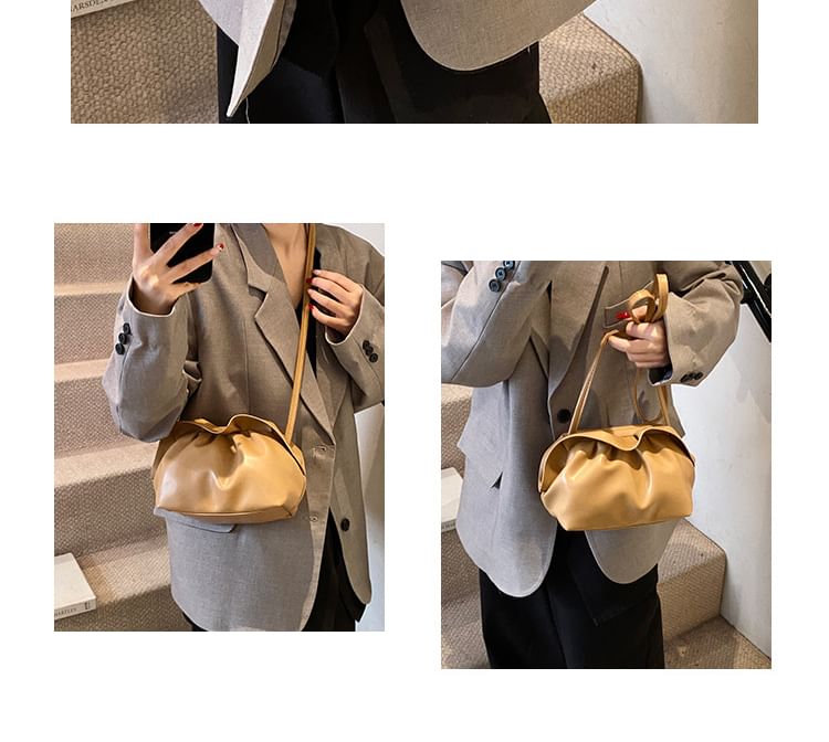 Crossbody Bag Faux Ruched Leather