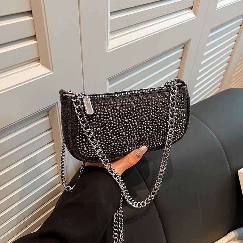 Evening Denim Clutch Rhinestone