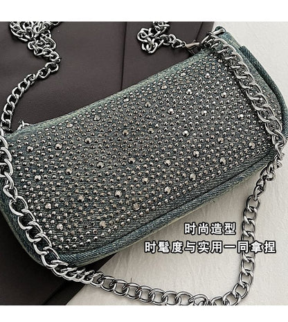 Evening Denim Clutch Rhinestone