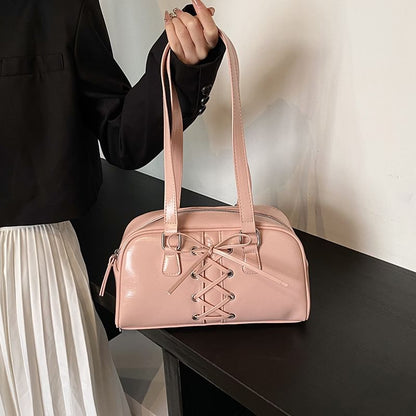 Lace-Up Leather Faux Bag Shoulder