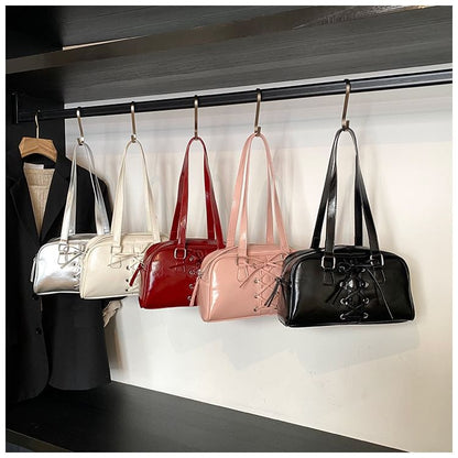 Lace-Up Leather Faux Bag Shoulder