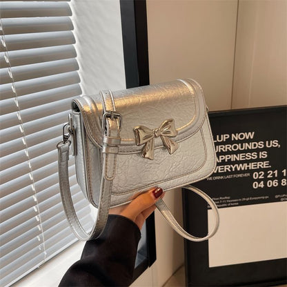 Flap Bow Accent Crossbody Bag