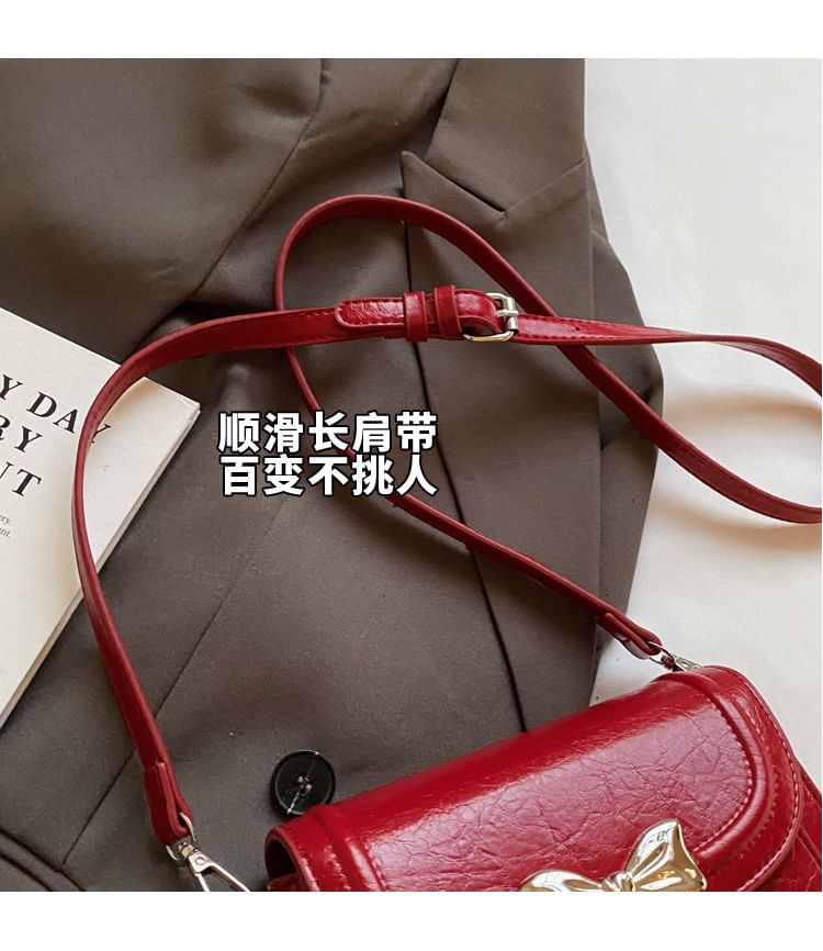 Flap Bow Accent Crossbody Bag