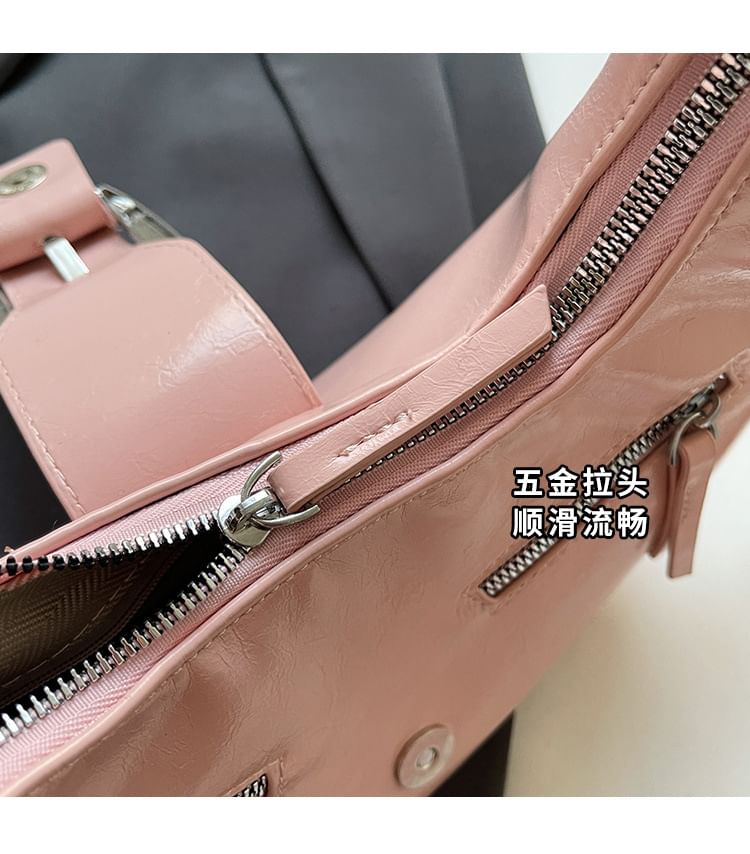 Bucked Leather Faux Shoulder Bag