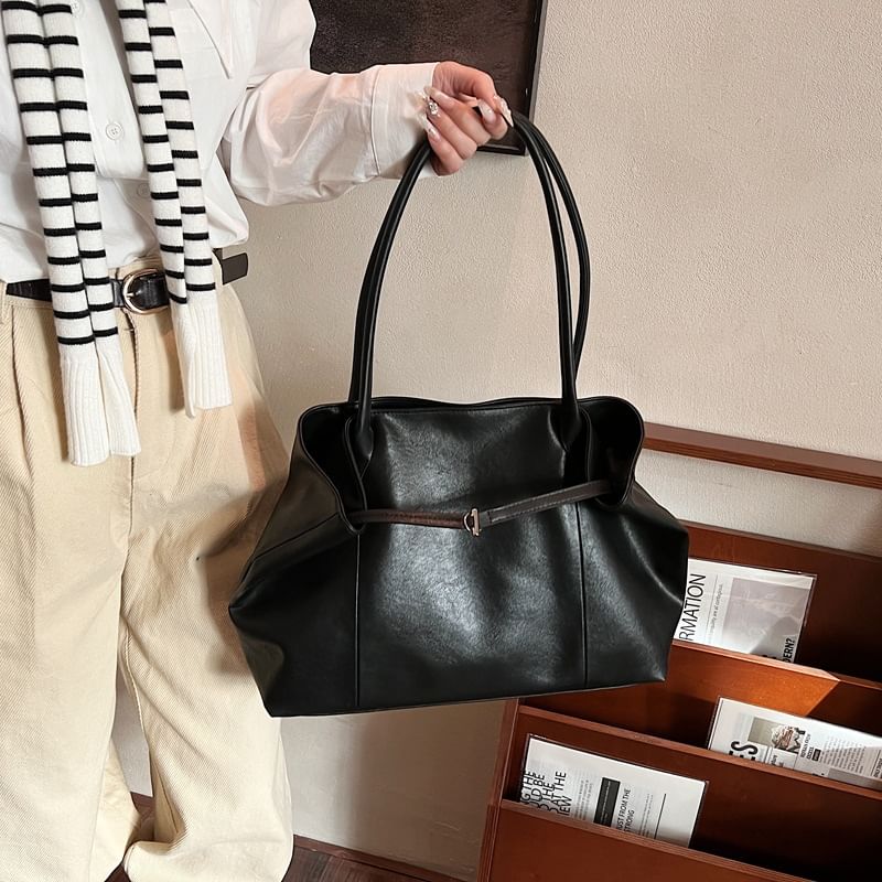 Tote Plain Bag Leather Faux