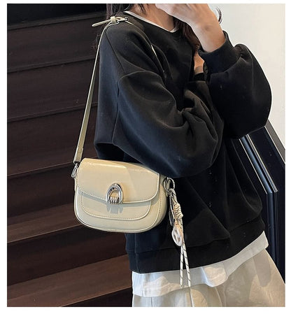 Faux Leather Crossbody Bag Flap