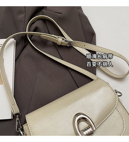 Faux Leather Crossbody Bag Flap
