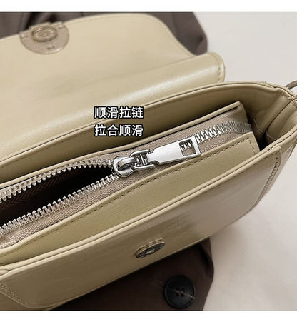 Faux Leather Crossbody Bag Flap