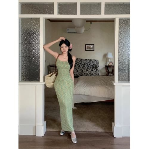 High / Knit Top Rise Skirt Camisole Maxi Melange Pencil