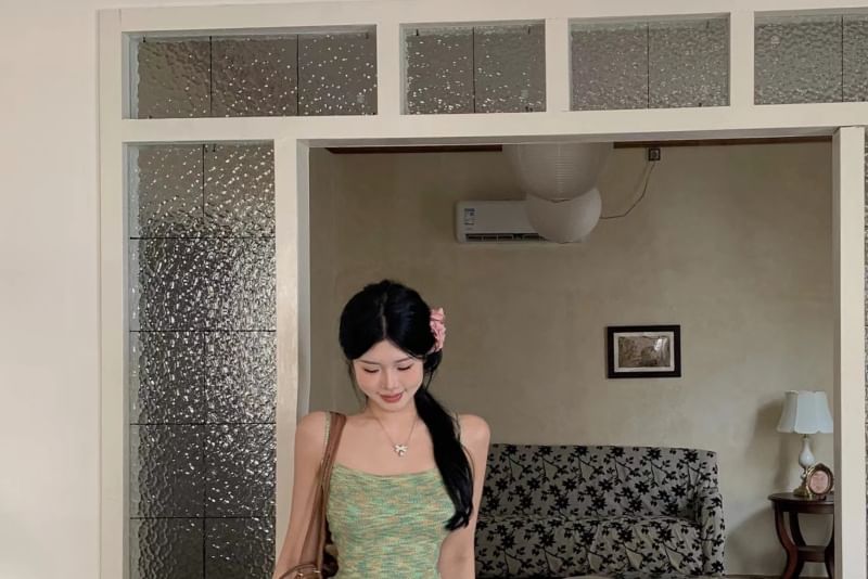 High / Knit Top Rise Skirt Camisole Maxi Melange Pencil