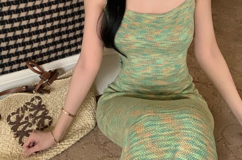 High / Knit Top Rise Skirt Camisole Maxi Melange Pencil