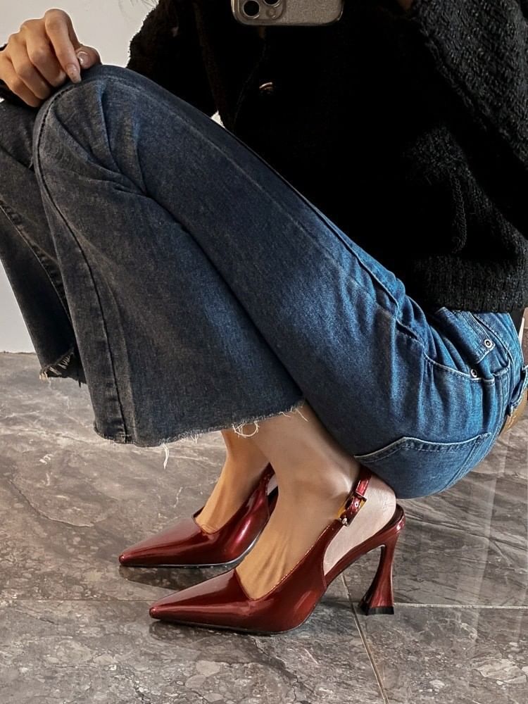 Heel High Pumps Buckled Slingback