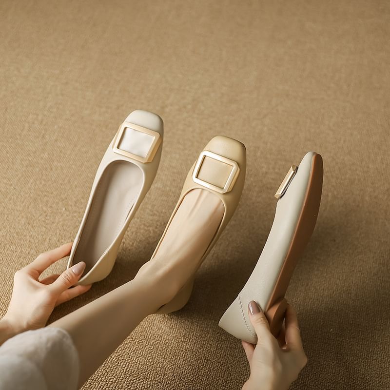 Flats Square-Toe Buckled