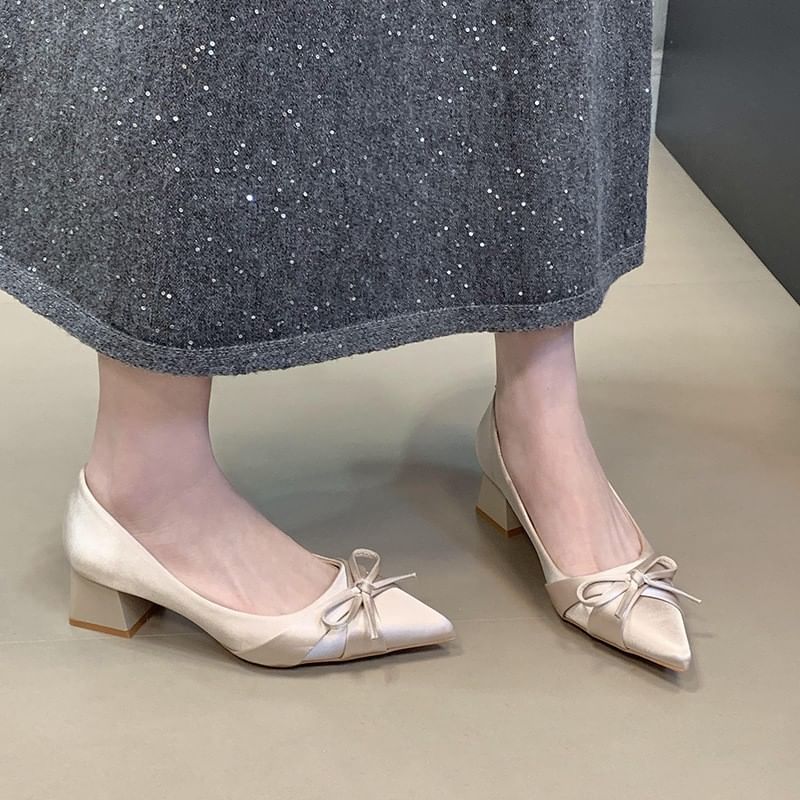 Pumps Bow Chunky Heel