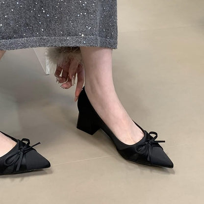 Pumps Bow Chunky Heel