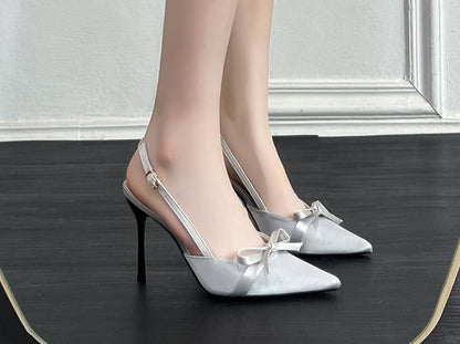 Bow Stiletto Heel Slingback Pumps